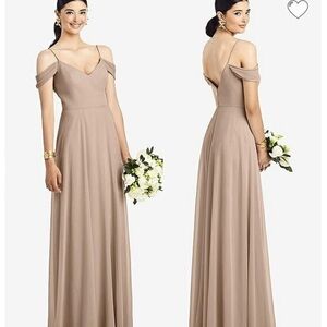 After six 1526...Cold-Shoulder V-Back Chiffon Maxi Dress nwt topaz color 12 prom